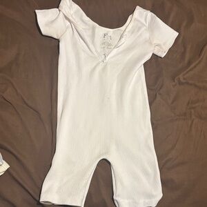 White Ribbed Romper